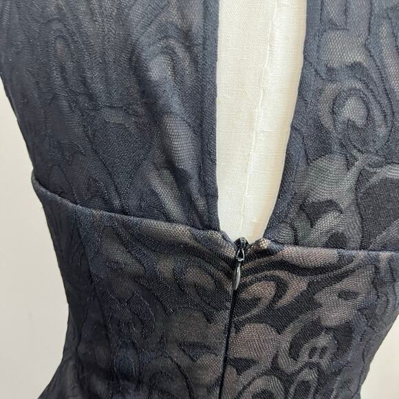 Cache Black Illusion Bodycon Cocktail Dress Sleeveless Party Sexy Fitted Sz 2 - Picture 6 of 9